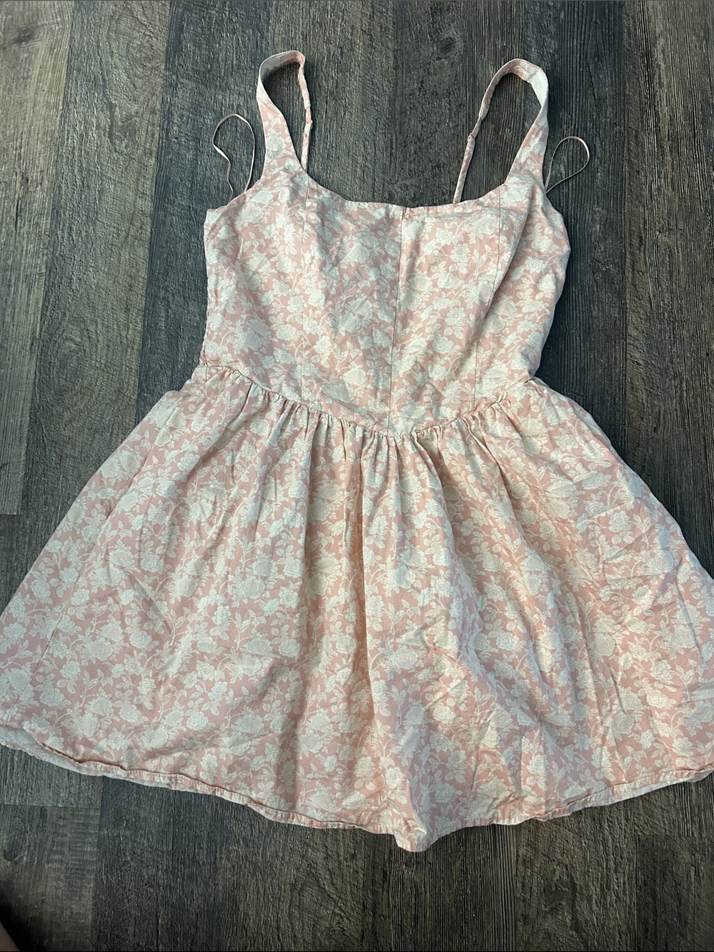 Women’s Pink Floral Sundress with Spaghetti Straps